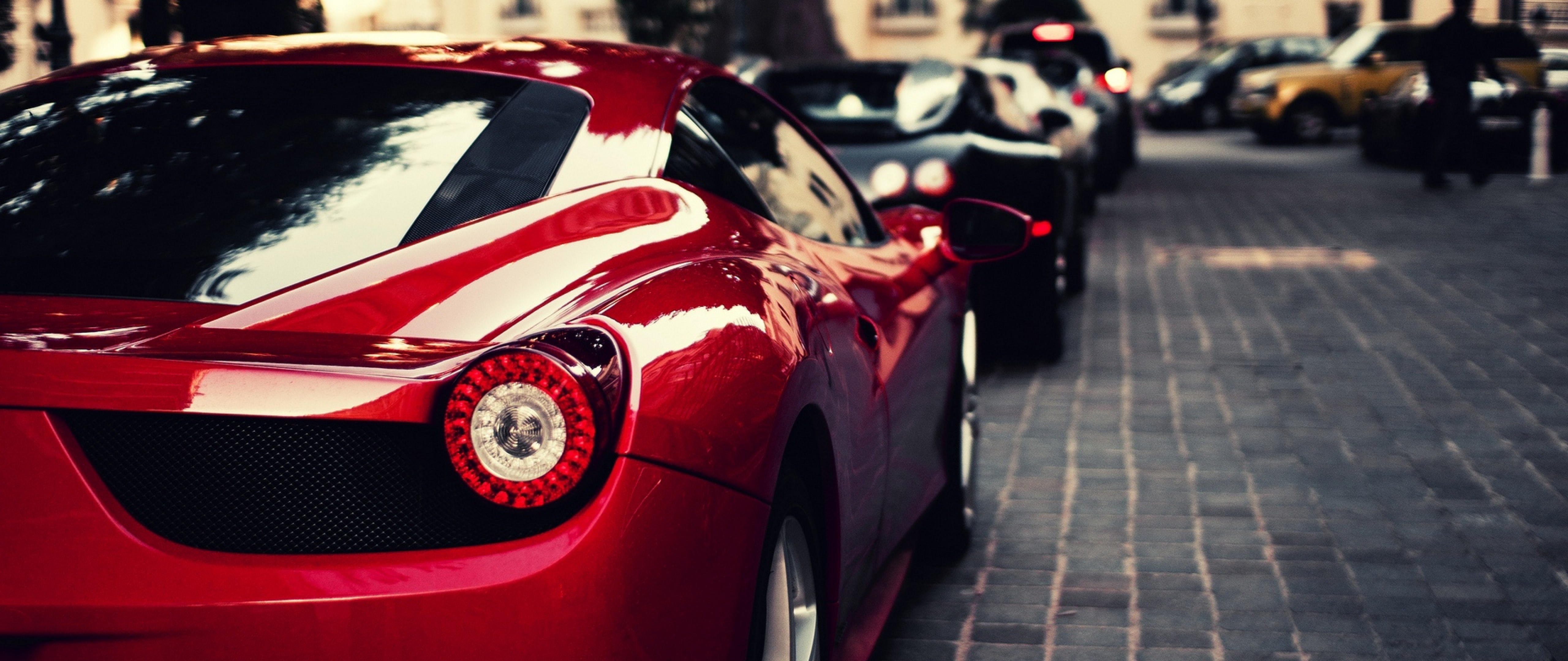 Ferrari and Bugatti parked HD Wallpaper