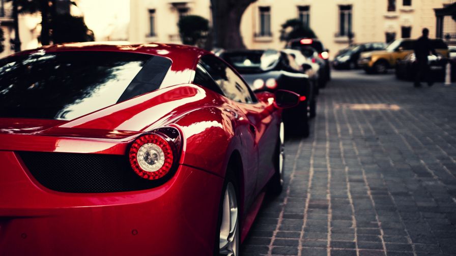 Ferrari and Bugatti parked HD Wallpaper