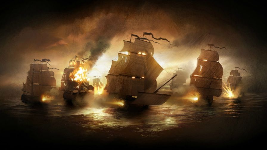 Firing Ships Wallpaper for Desktop and Mobiles