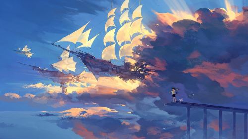 Flying ship HD Wallpaper