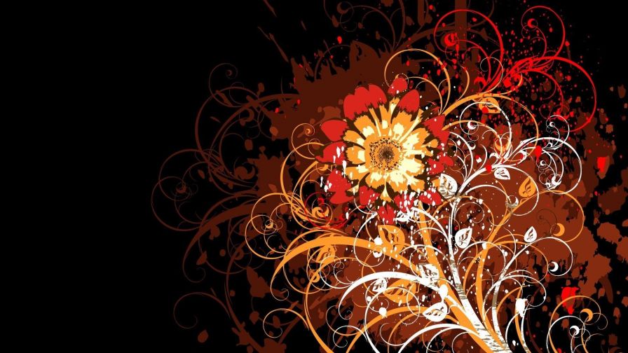 Free Download Orange Flower Vector Wallpaper for Desktop and Mobiles