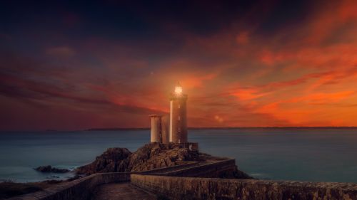 Free Sunset Lighthouse Wallpaper for Desktop and Mobiles