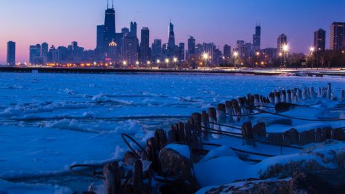 Frozen lake Michigan HD Wallpaper