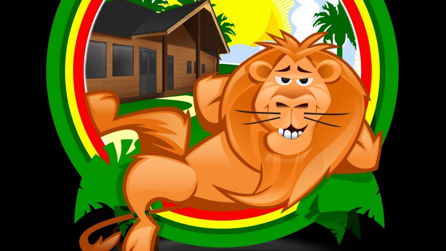 Funny lion animation HD Wallpaper