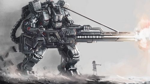 Giant robot with guns HD Wallpaper