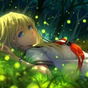 Girl lying on the grass HD Wallpaper