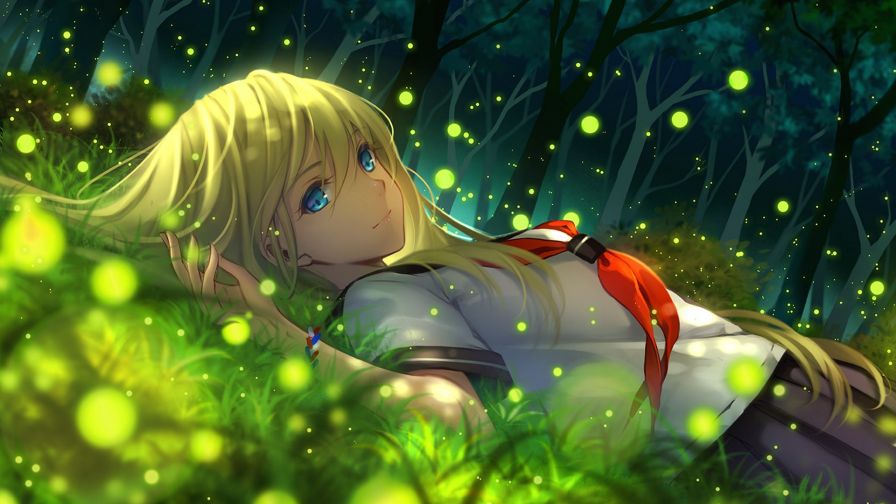 Girl lying on the grass HD Wallpaper