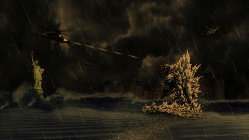 Godzilla Rises and Unleashes His Atomic Breath HD Wallpaper