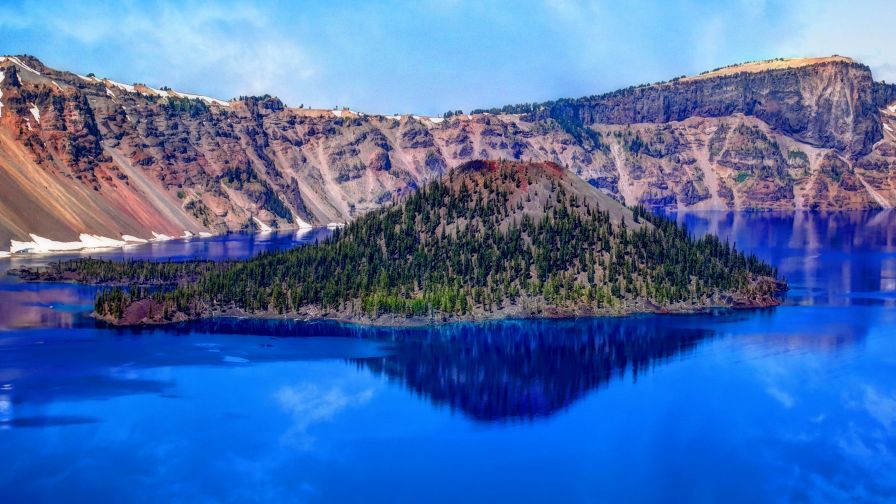 Island in a Serene Lake