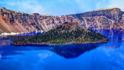 Island in a Serene Lake