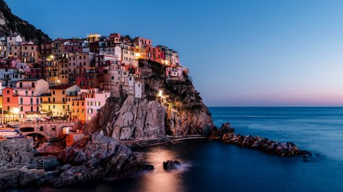 Italian city at the sea HD Wallpaper
