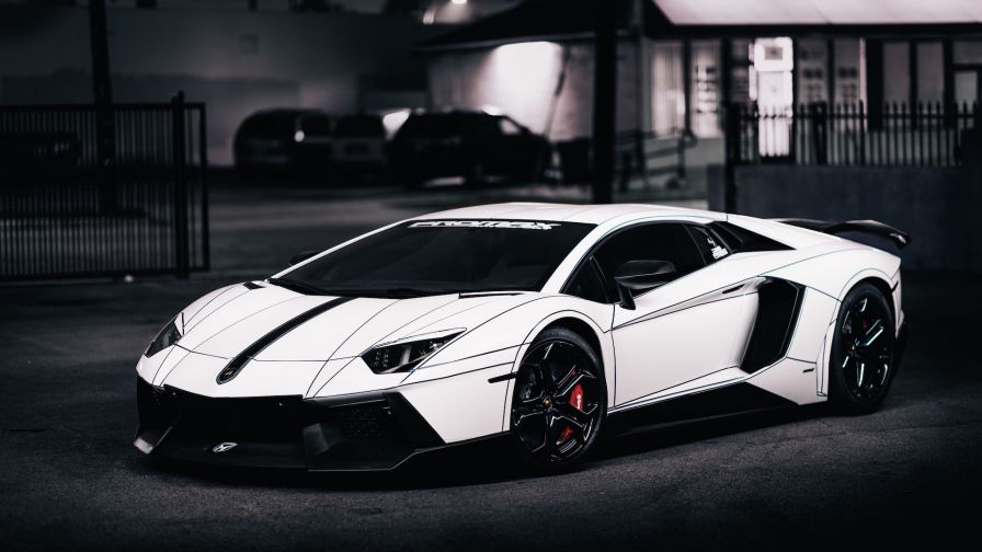 Lamborghini Aventador white HD Wallpaper