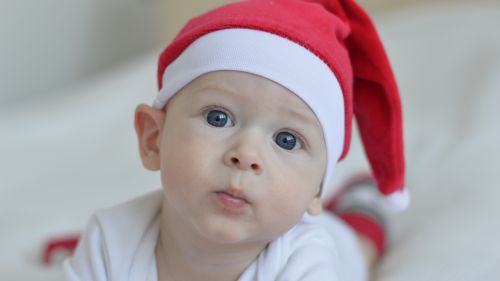 Little Cute Baby Santa Claus 4K HD Wallpaper for Desktop and Mobiles