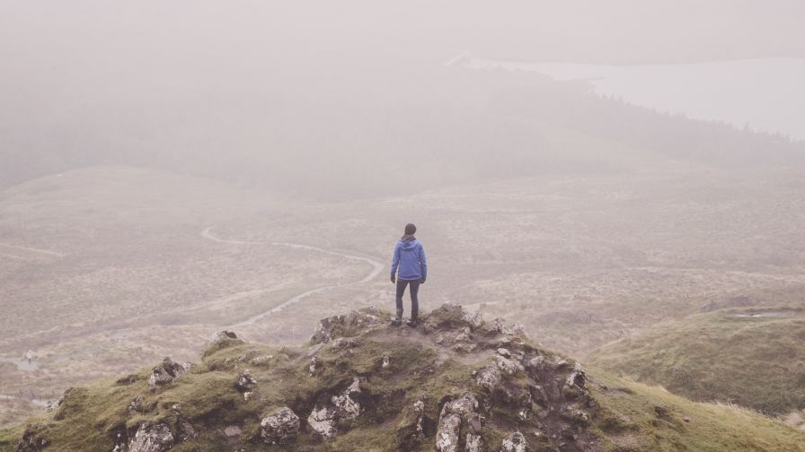 Lonely man at the hill HD Wallpaper