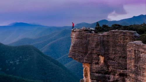Man standing at the edge of Sydney cliff HD Wallpaper
