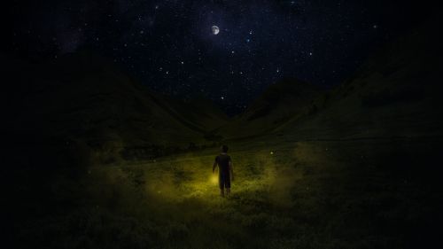 Man walking at the dark HD Wallpaper