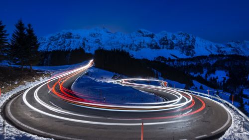 Mountain road at Switzerland HD Wallpaper