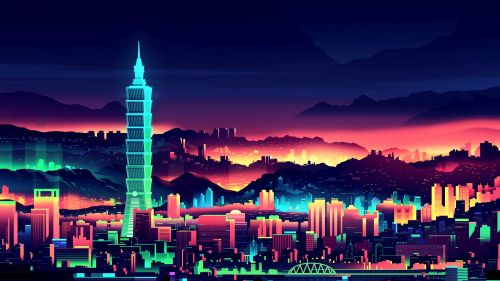 Neon City Wallpaper for Desktop and Mobiles