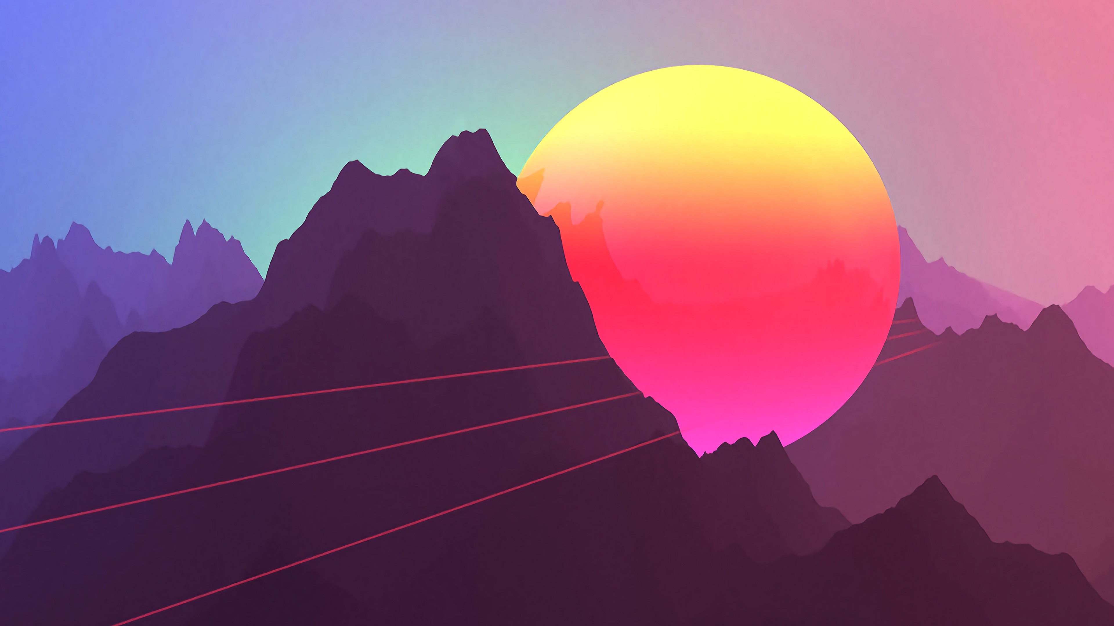 Neon Sunset Mountains 4K Ultra HD - HD Wallpaper - Wallpapers.net