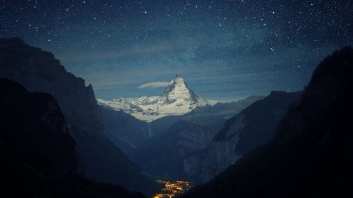 Night at Alps mountains HD Wallpaper