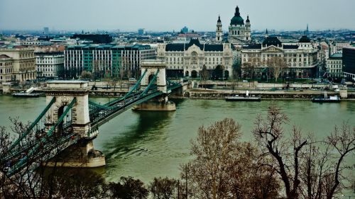 Old world bridge and city HD Wallpaper