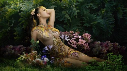 Oriental Body Art HD Wallpaper