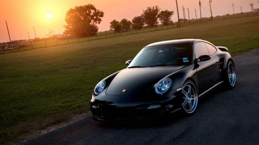 Porsche 911 Turbo Black HD Wallpaper