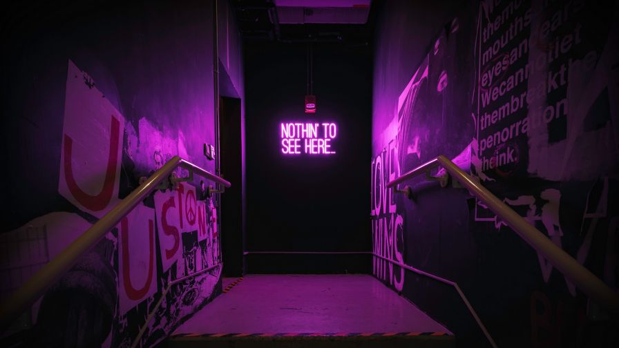 Purple neon sign HD Wallpaper