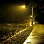 Rainy Street At Night HD Wallpaper