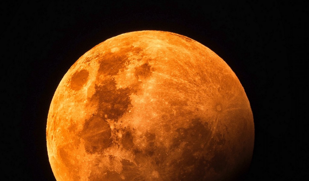 Red moon from satellite HD Wallpaper