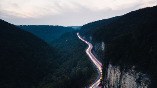 Road lights aerial view  HD Wallpaper