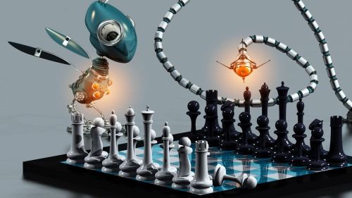 Robots playing chess HD Wallpaper