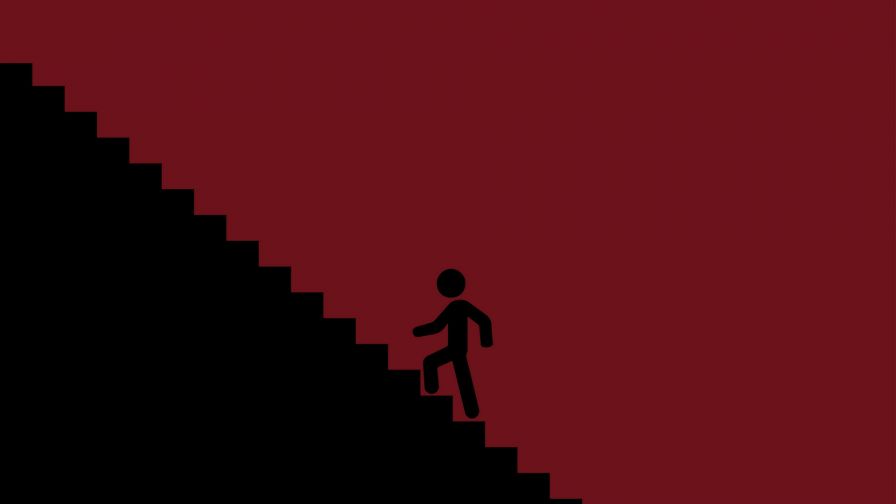 Silhouette climbing a ladder HD Wallpaper