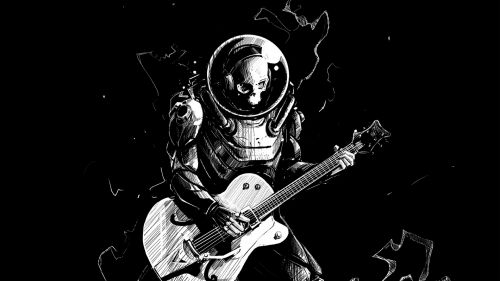Skeleton plays guitar HD Wallpaper