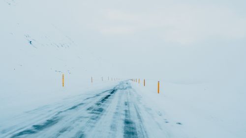 Slippery road covered in ice HD Wallpaper