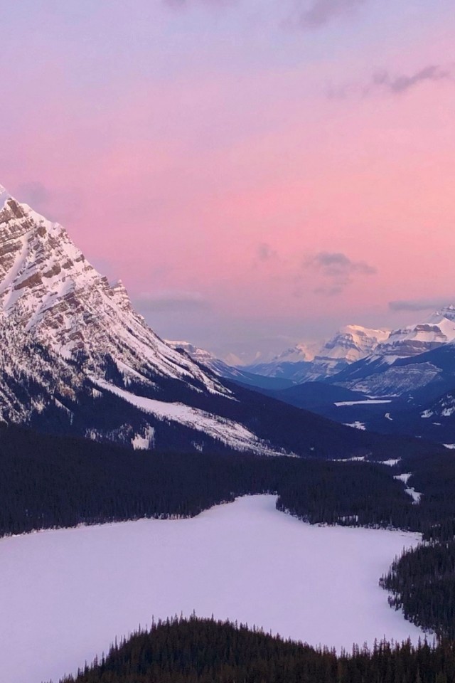 Snowy mountains landscape HD Wallpaper