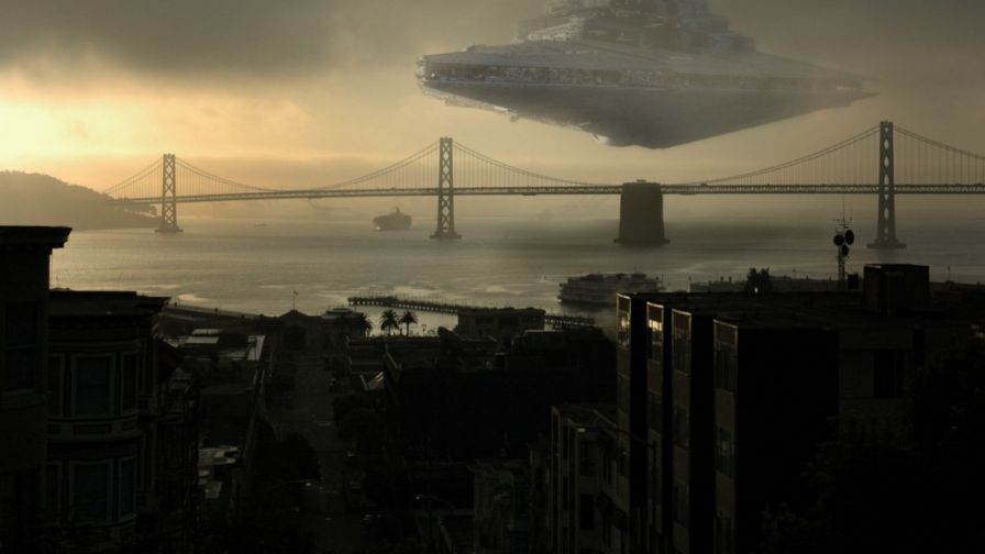 Star destroyer over bridge HD Wallpaper