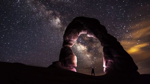 Stone Arch Under a Starry Sky