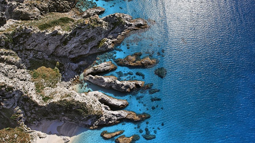 Sunny Shore Aerial View Capo Vaticano Italy HD wallpaper