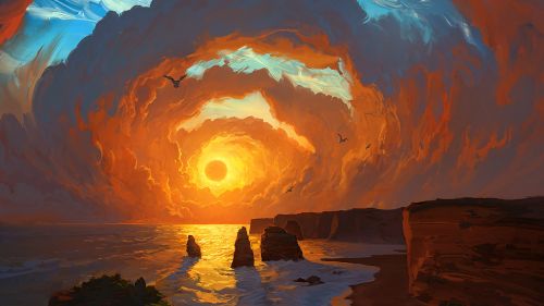 Sunset at the sea HD Wallpaper