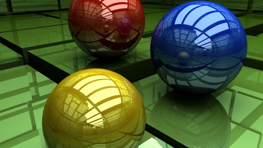 Three colored balls HD Wallpaper