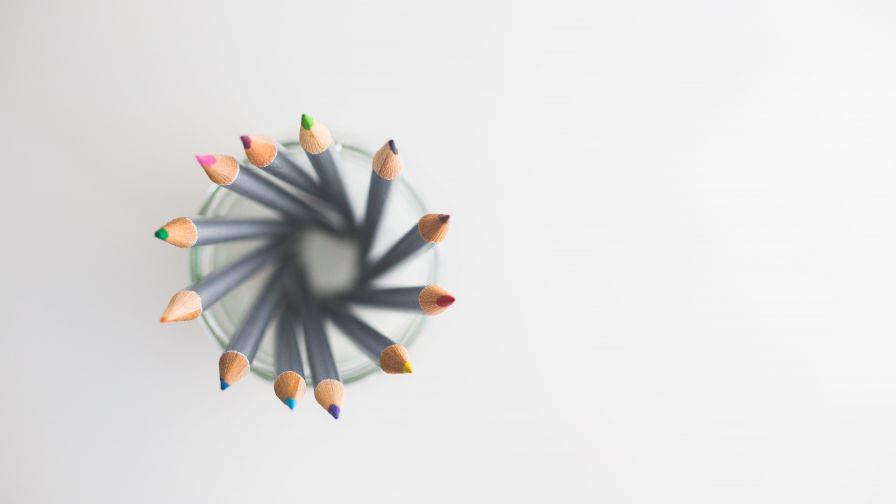 Top view of colored pencils HD Wallpaper