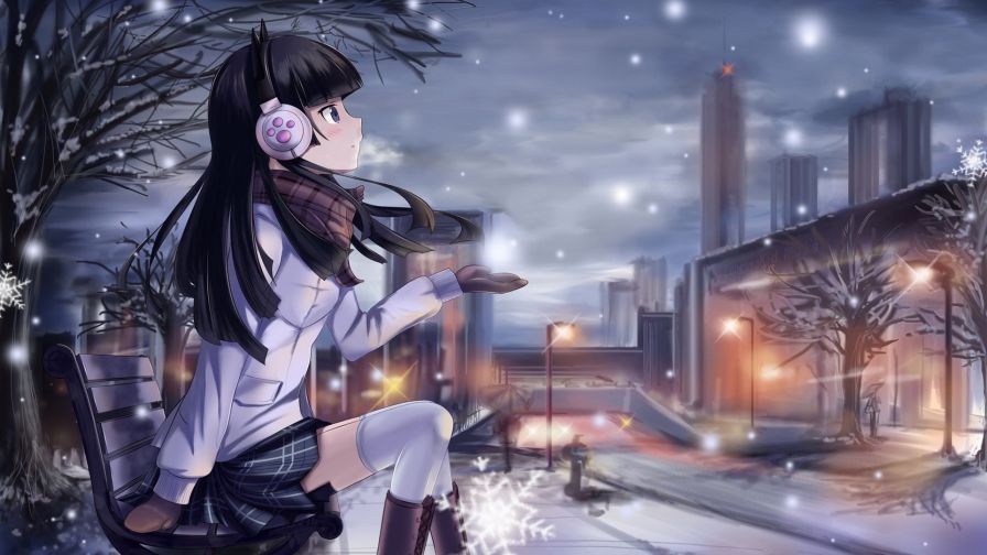 Unique Winter Anime Girl HD Wallpaper