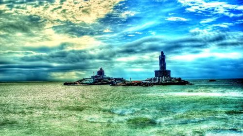 Vivekananda Rock Memorial & Thiruvalluvar Statue HD Wallpaper