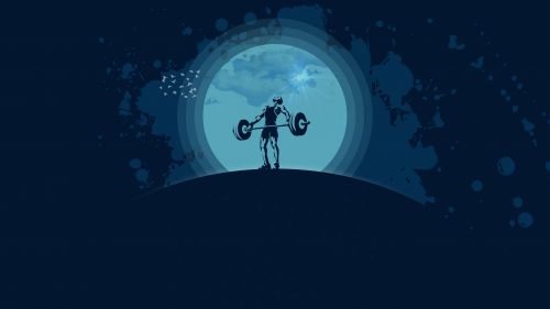 Weightlifter under the moon HD Wallpaper
