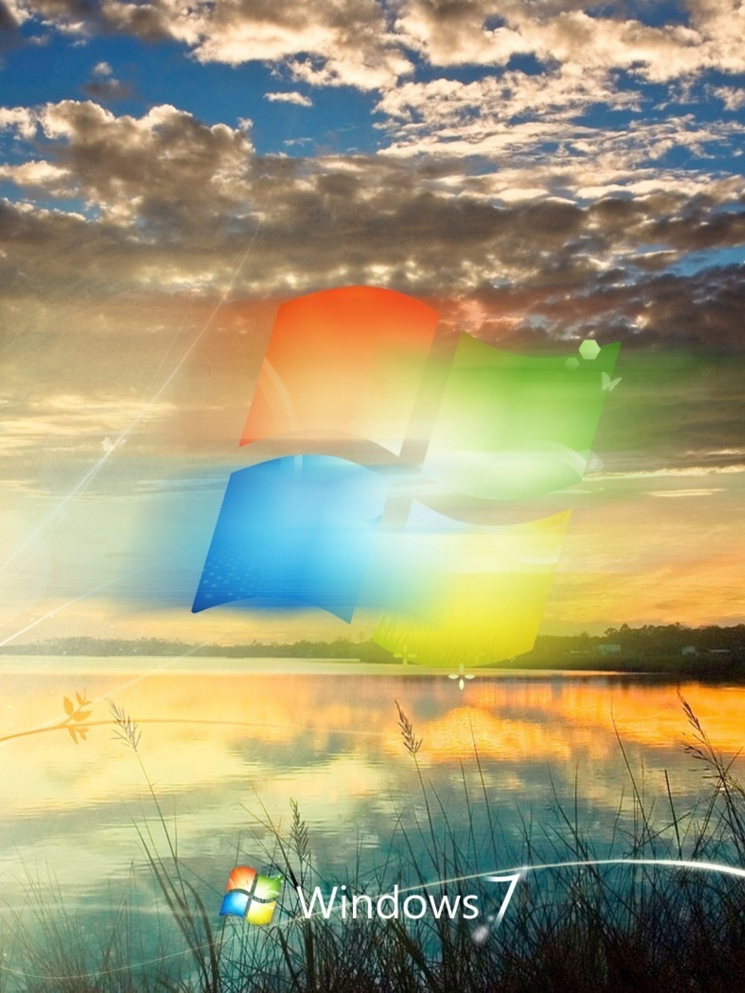 Windows 7 covered in clouds HD Wallpaper