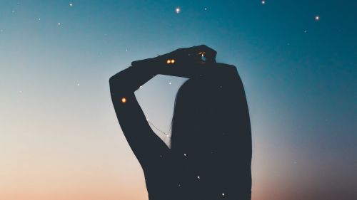 Woman watching bright stars HD Wallpaper