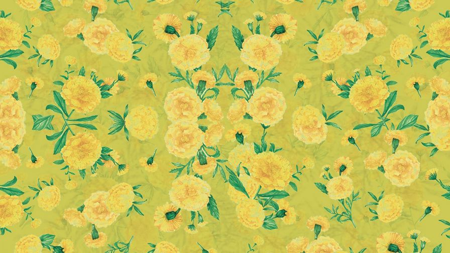 Yellow flowers pattern HD Wallpaper