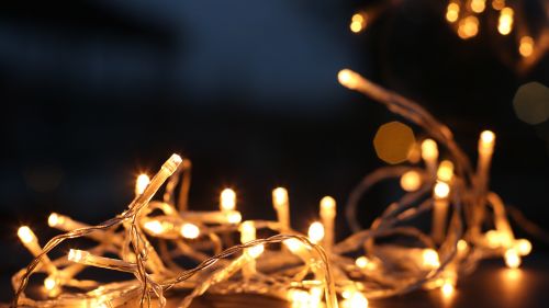 Yellow String Lights HD Wallpaper